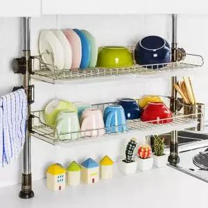 식기건조대 기둥형 2단 골드 주방 수납 건조대 그릇 600