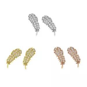 여자 깃털 큐빅 은침 우아한 포인트 귀걸이