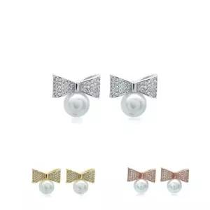 여자 데일리 우아한 큐빅 진주 은침 귀걸이