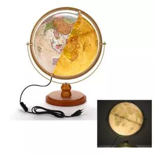 브라운led 인테리어조명 엔틱 우드 지구본 무드등 놀이학습 교육완구 LED등
