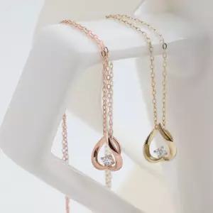 45cm 베이직 14K 금 링 목걸이 큐빅