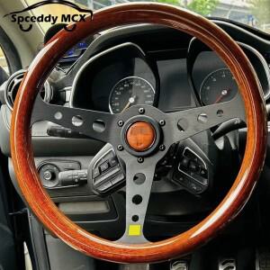 범용 인디 우드 그레인 스포츠 스티어링 휠 14인치 350mm 클래식 레이싱 JDM 자동차