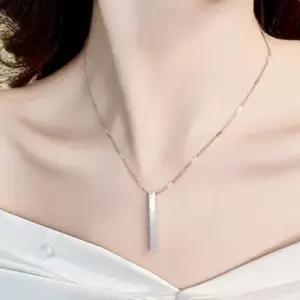 여성용 써지컬스틸 목걸이 고급 자개 장식 롱스타일 WFJOG5B