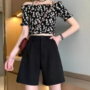 [퍼니메이커]여성스러운 여름철 시원한 핀턱 슬렉스 반바지 여름바지 린넨바지 여자팬츠 5부바지