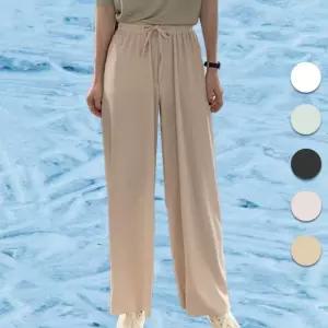 플리츠 찰랑 여성여름 여자 팬츠 9부와이드팬츠 고무줄 냉감 시원한 쿨