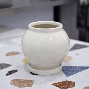 도기 달항아리 볼 화분 아이보리 대 13x19cm화병 대형 단지 항아리꽃 도자기