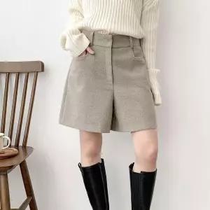 [하프클럽/]여자 양기모 겨울숏팬츠 4부 와이드 데일리 반바지