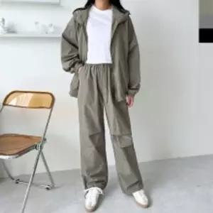 GAA PJ707-P207W 여자 후드 바람막이 와이드 세트 상하 팬츠 레이닝복 레이닝 셋트 운동