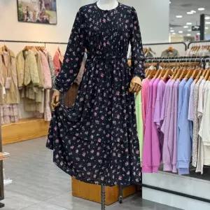 [써스데이아일랜드]플라워 체크 쉬폰 원피스 t246mop164