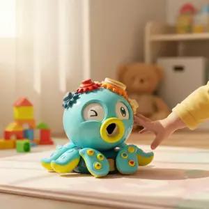 캐스B 움직이는 문어 영단어 도형학습 멜로디 장난감 아기 터미타임 소근육발달 베이비토이