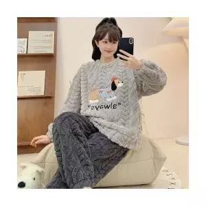 커플 잠옷세트 뽀글이 잠옷 가을 겨울 공주풍 긴팔 바지 오버사이즈 실내복 원픽4