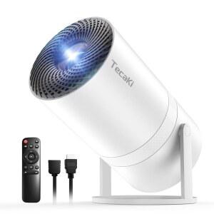 WiFi 및 블루투스가 지원되는 미니 휴대용 프로젝터, 1080P HD, 자동 키스톤 보정, 180 회전 가능, TV 스틱, HDMI, USB, 스마트폰, 노트북(화이트 1)과 호환 가능