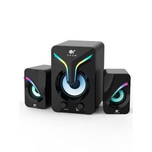 OROW 컴퓨터 스피커, 서브우퍼가 있는 미니 PC RGB 조명이 2.1 데스크탑 USB 전원, 스테레오 사운드, 모니터 /노트북 /태블릿용 3.5mm Aux 케이블이 게이밍 스피커(S212)