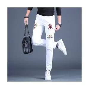 남자 슬림 겨울 일자핏 청바지 자수 화이트 진 추동 핏 스키니 팬츠 캐주얼 SPO마켓4