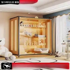 우드 다용도 애완동물 케이지 하우스 고양이 사육장 빌라형 투명 창문 앵무새 바퀴