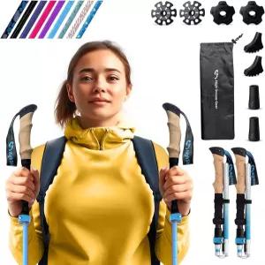 남녀용 워킹 스틱 - 배낭 여행 운동 및 여행을 위한 14.5인치 접이식 하이킹 폴 알루미늄 노르딕 트레킹