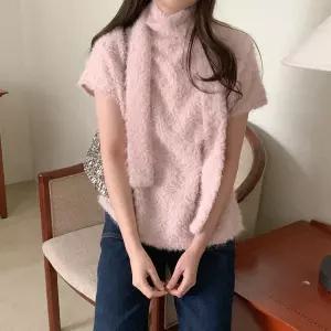 포이닝 부클 머플러 블라우스