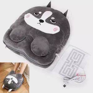 USB온열발난로 캐릭터 보온신발 쿠션 허스키 거실화fgh275