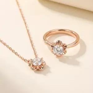 3부 랩 다이아 목걸이 반지 세트 페탈 IGI 예물 결혼 기념일 생일 선물