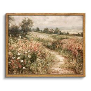 OIQArtOIQ 액자 캔버스 월 아트, 빈티지 장식, 풍경 자연 시골 야생화 그림 농가 현대 미술 작품 소박한 가을 꽃 프린트 코티지코어 오피스 거실 침실 욕실