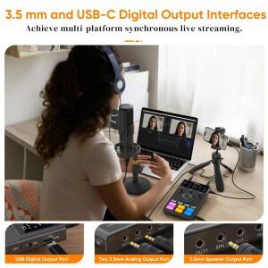 Comica ADCaster C1 오디오 인터페이스, 스트리밍/게임/팟캐스팅용 Bluetooth 연결, iMAC iPhone Android용