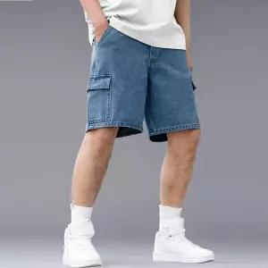 썸머 와이드 카고 밴딩 버뮤다 팬츠 청 반바지 3color 남여공용 커플룩