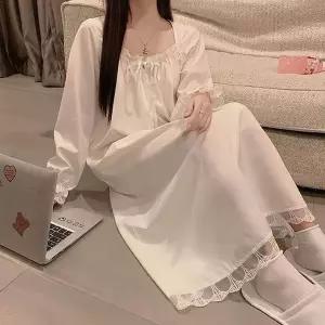 [하프클럽/]레이스 파자마 원피스 잠옷 넥셔링 여유핏 홈웨어