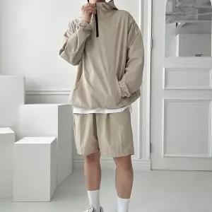 [하프클럽/]남성 베이직 나일론 아노락 후드 긴팔 반바지 세트