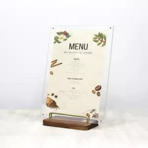 국산 테이블용 A4 자석식 투명 아크릴 우드받침 POP 할인안내 병원 특가POP 카페