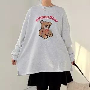 [하프클럽/]빅사이즈 512 기모리본끈베어티셔츠 DRAV941