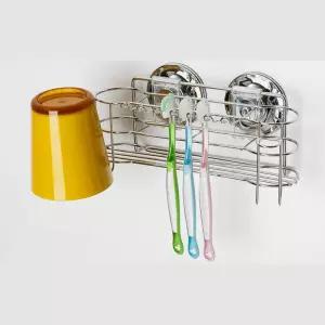 세면대정리 흡착식 칫솔 컵걸이 거치대 화장실 받침대 보관함 수납홀더