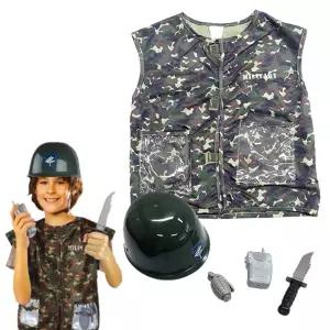 창의력발달 직업체험 군인 의상n소품 세트 간접체험놀이 역할놀이의상 역할놀이