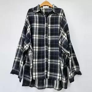[하프클럽/셀러허브_여성트랜드패션]빅사이즈 512 웨스턴체크오버핏남방 DLT