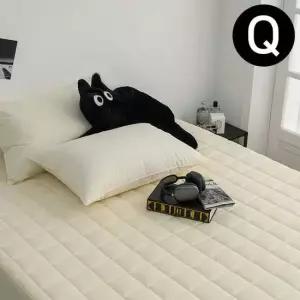 40수 순면 누빔 매트리스커버 퀸 Q 베이지 매트커버 매트리스커버 침대커버 침대매트 퀸매트커버