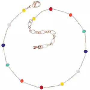 14K GP 비비드 컬러 볼 로즈골드 체인 패션 발찌