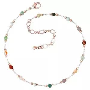 14K GP 젬스톤 컬러 볼 로즈골드 체인 패션 발찌