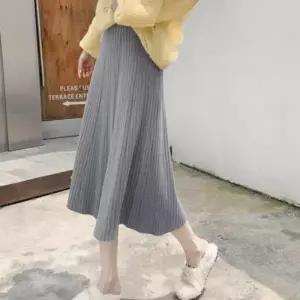 여성 여자 가을 겨울 H라인 니트 롱 밴딩 스커트 치마 3color