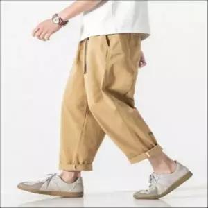 남성 와이드팬츠 밴딩 면바지 롤업 캐주얼 배기팬츠