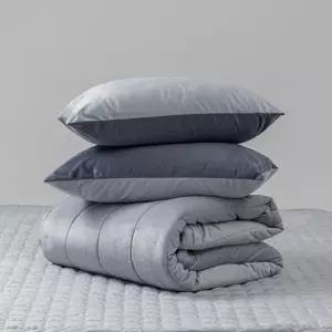 빌리 극세사 리버서블 퀸 이불베개세트 민트그레이 겨울 침구 신혼 자취