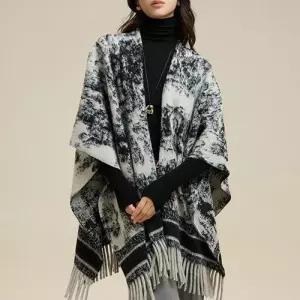 G126799_고급스런 물나염패턴의 망토 숄머플러 가디건 WFGGDEX