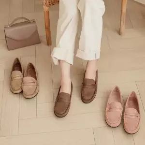 스티치 여성 페니로퍼 스웨이드 겨울 털 단화 AB643 2253342 J