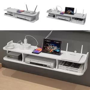 무타공 티비 셋톱박스 선반 2칸 공유기 수납함 소형 벽걸이 정리대 브라켓 거실