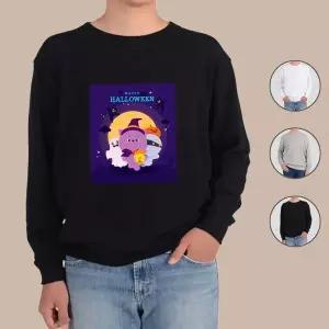 [하프클럽/알티피아]기모맨투맨 미라 유령 고양이 할로윈 프린트셔츠