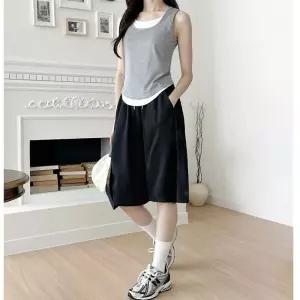 [HT2] 데일리 여성 버뮤다 팬츠 여름 트레이닝 츄리닝 와이드 바지