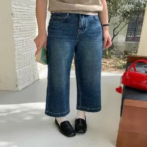 여성 이른 봄 하이웨스트 일자 9부 청바지 J33Z1T 심코1