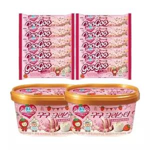 [롯데제과]스트로베리 2종 구구바x10+구구크러스터x2