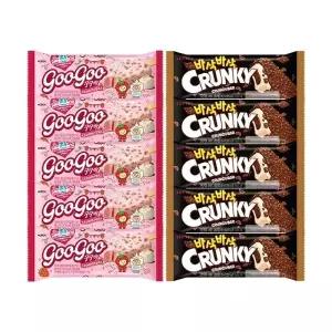 [롯데제과]구구바 스트로베리 크림치즈x5+크런키바x5