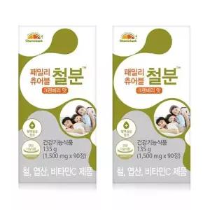 [비타민뱅크]패밀리츄어블 철분 크랜베리맛 90정 X2개