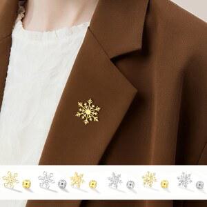 락핀 세트 아맥서 스테인리스 스틸 멀티 스타일 눈꽃 라펠 겨울 테마 브로치 다용도 크리스마스 액세서리 여성용 선물