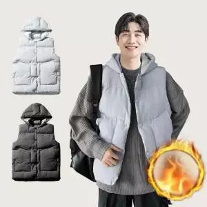 [셀러에이드]경량 남성용 후드 조끼 오버핏 간절기 보온 패딩